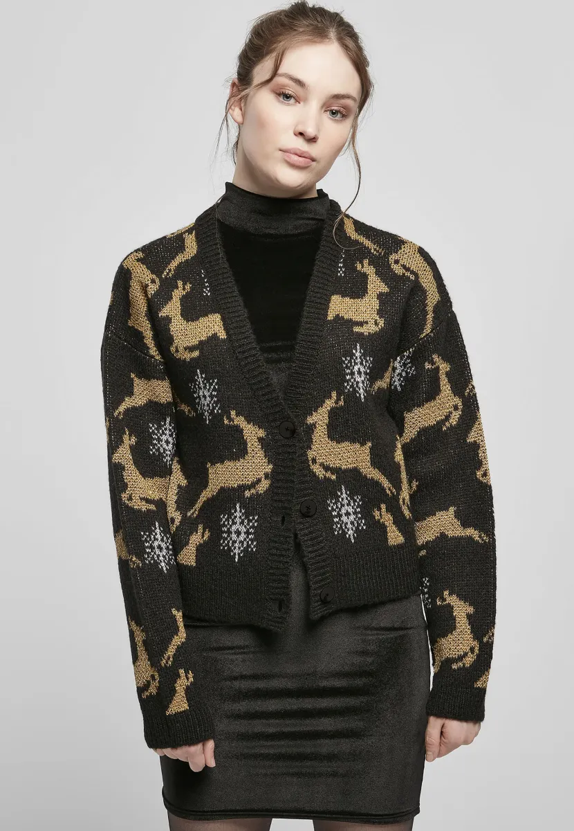 OVERSIZED CHRISTMAS  - Strickjacke - black gold