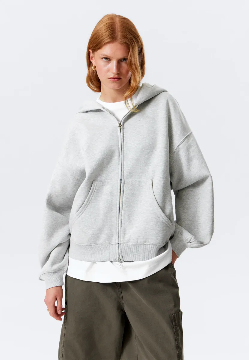 OVERSIZED HEAVYWEIGHT ZIP HOODIE - Sweatjacke - grey melange