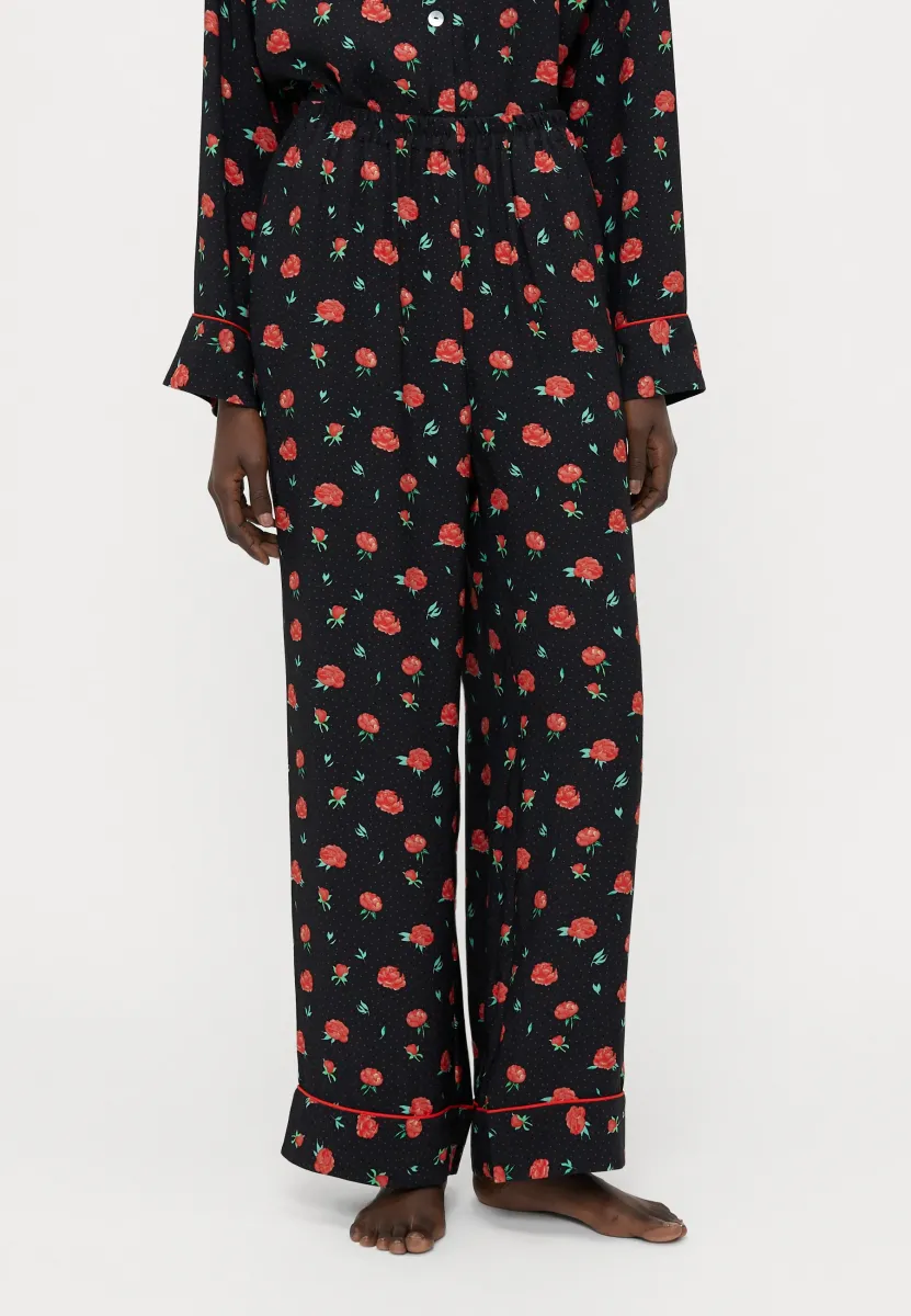 OVERSIZED PANTS IN PRINT - Nachtwäsche Hose - black