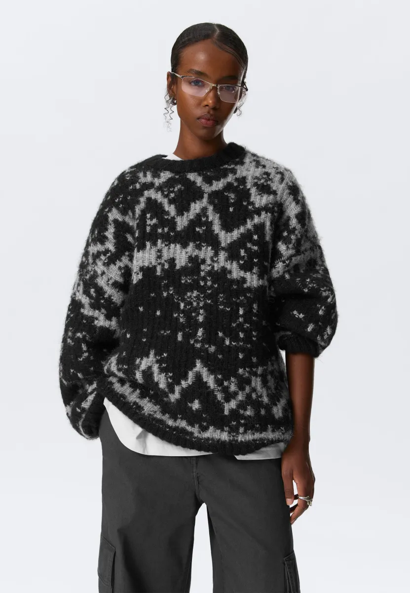 OVERSIZED - Strickpullover - black dark