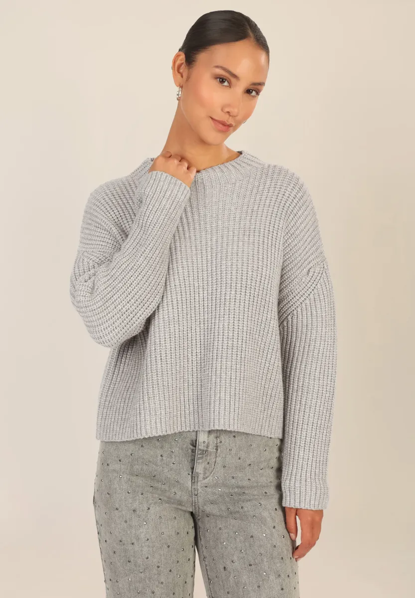 OVERSIZED - Strickpullover - graumeliert