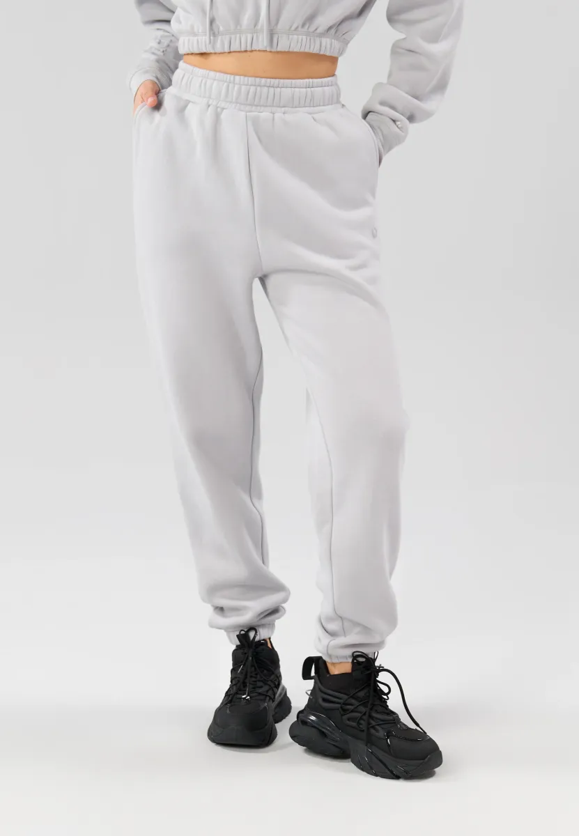 OVERSIZED TRACKSUIT BOTTOMS WITH CUFFED ANKLE - Jogginghose - mottled light grey