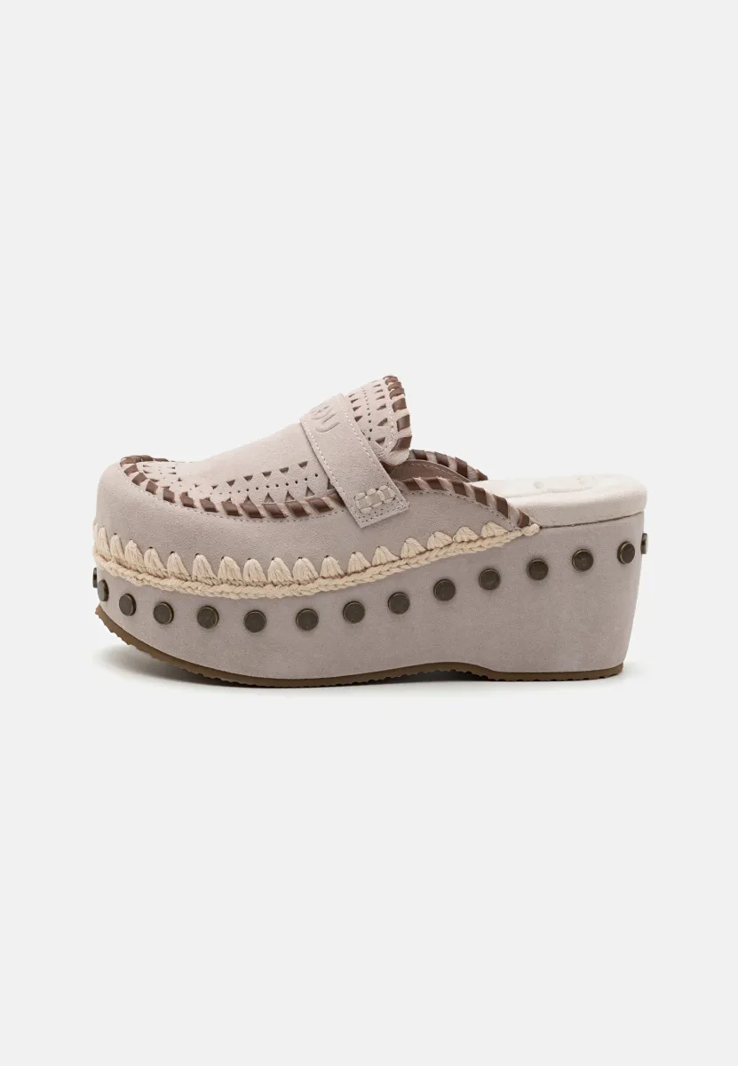 OVERSTITCHINGATED - Pantolette hoch - chalk