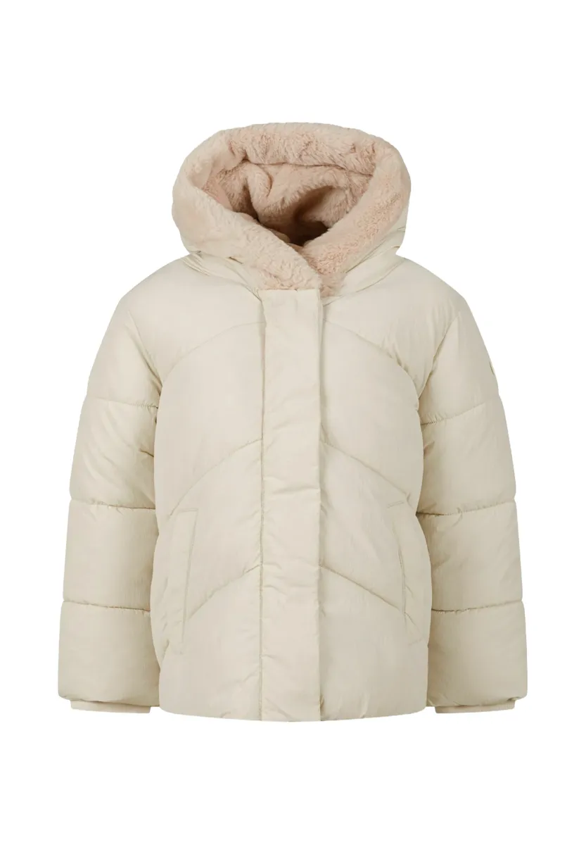 PADDED HOODED FLUFFY LINED - Winterjacke - stone