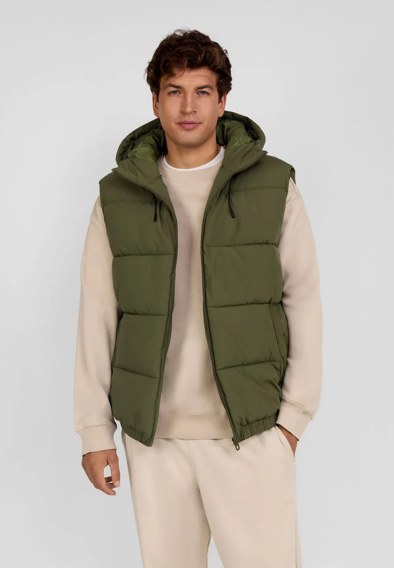 PADDED WITH HOOD - Weste - khaki