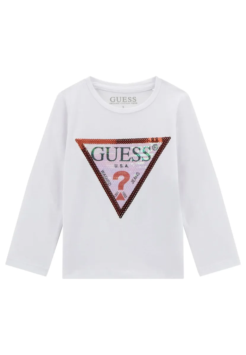 PAILLETTES - Langarmshirt - bianco