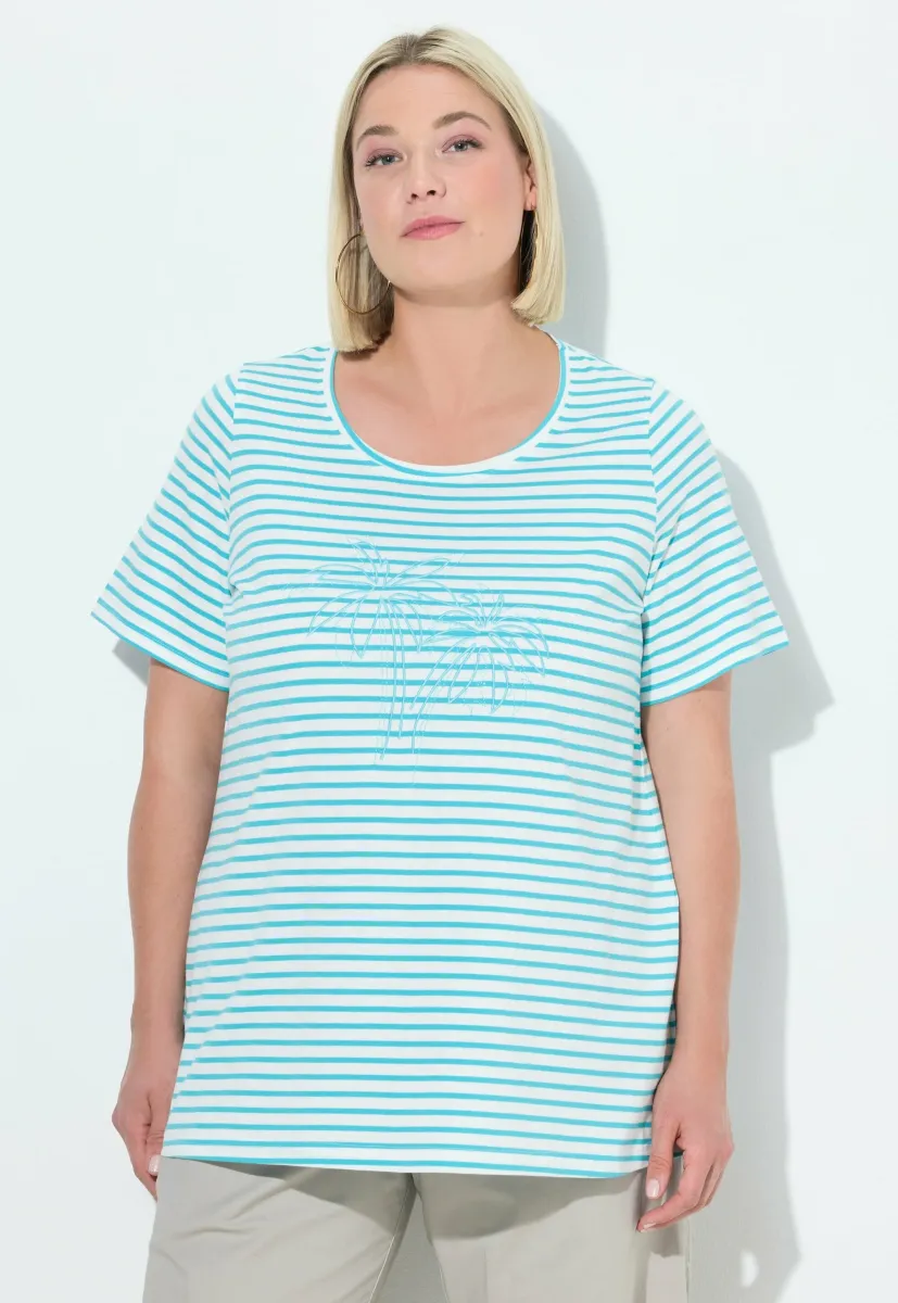 PALM TREE EMBROIDERED TEE - T-Shirt print - deep aqua