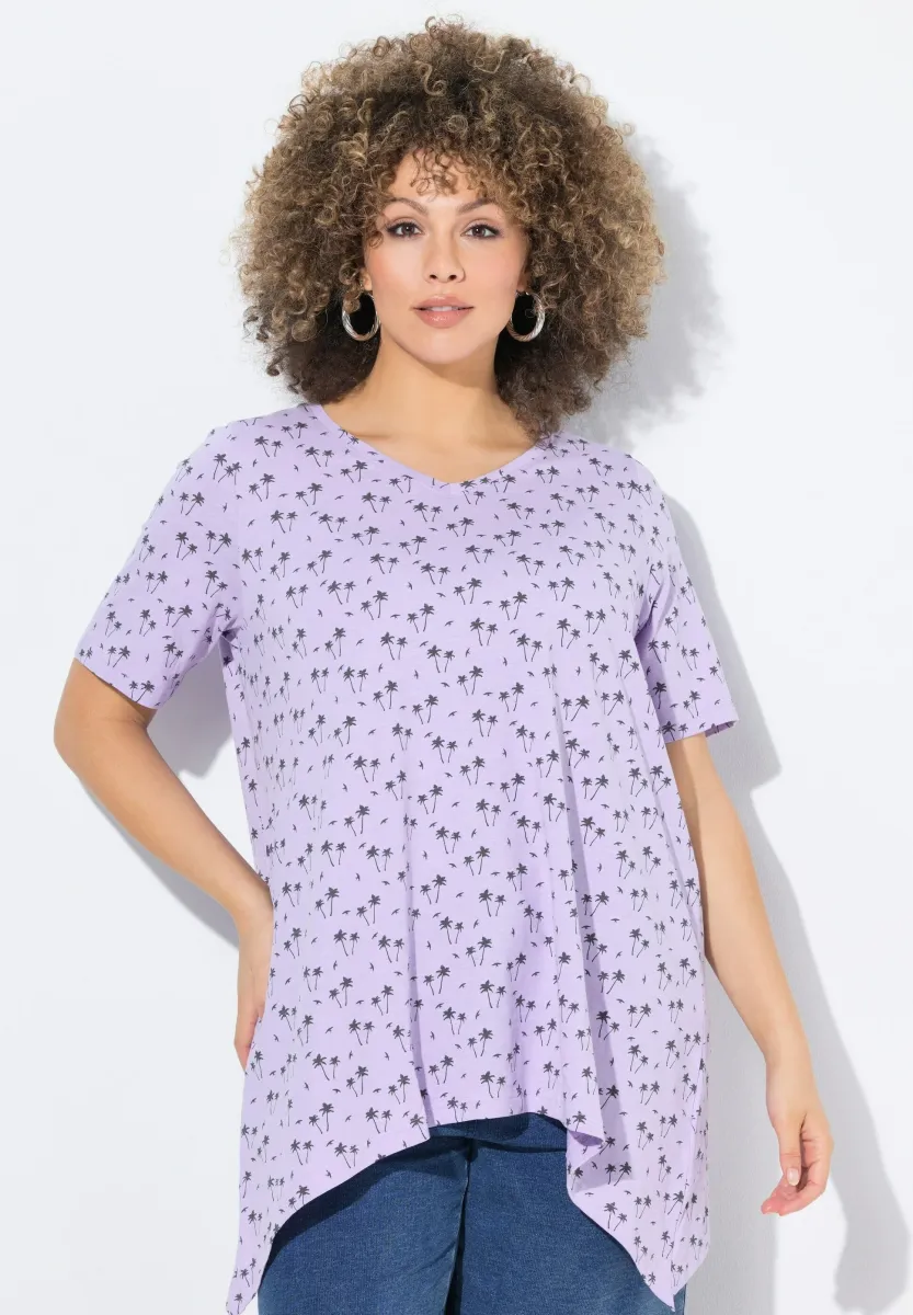 PALM TREE POINTED HEM - T-Shirt print - lavender