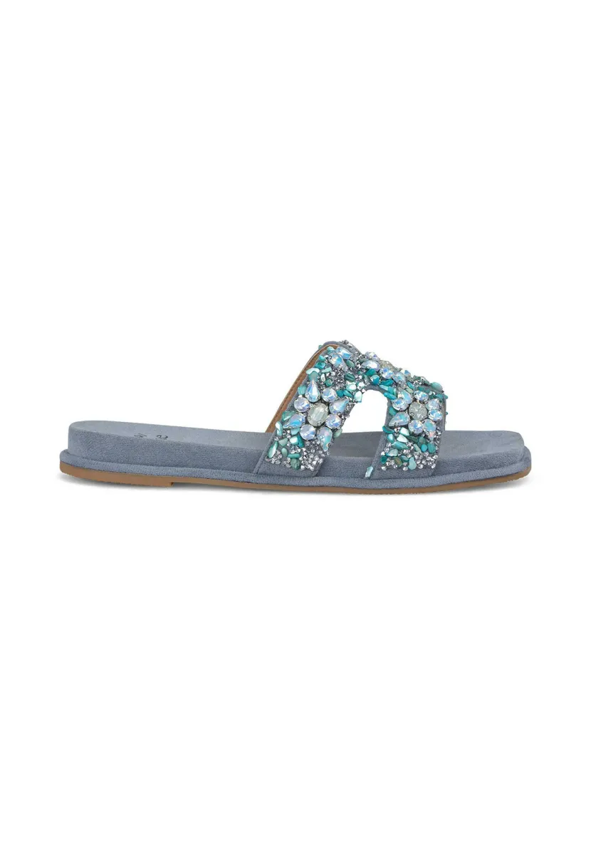 Pantolette flach - azul