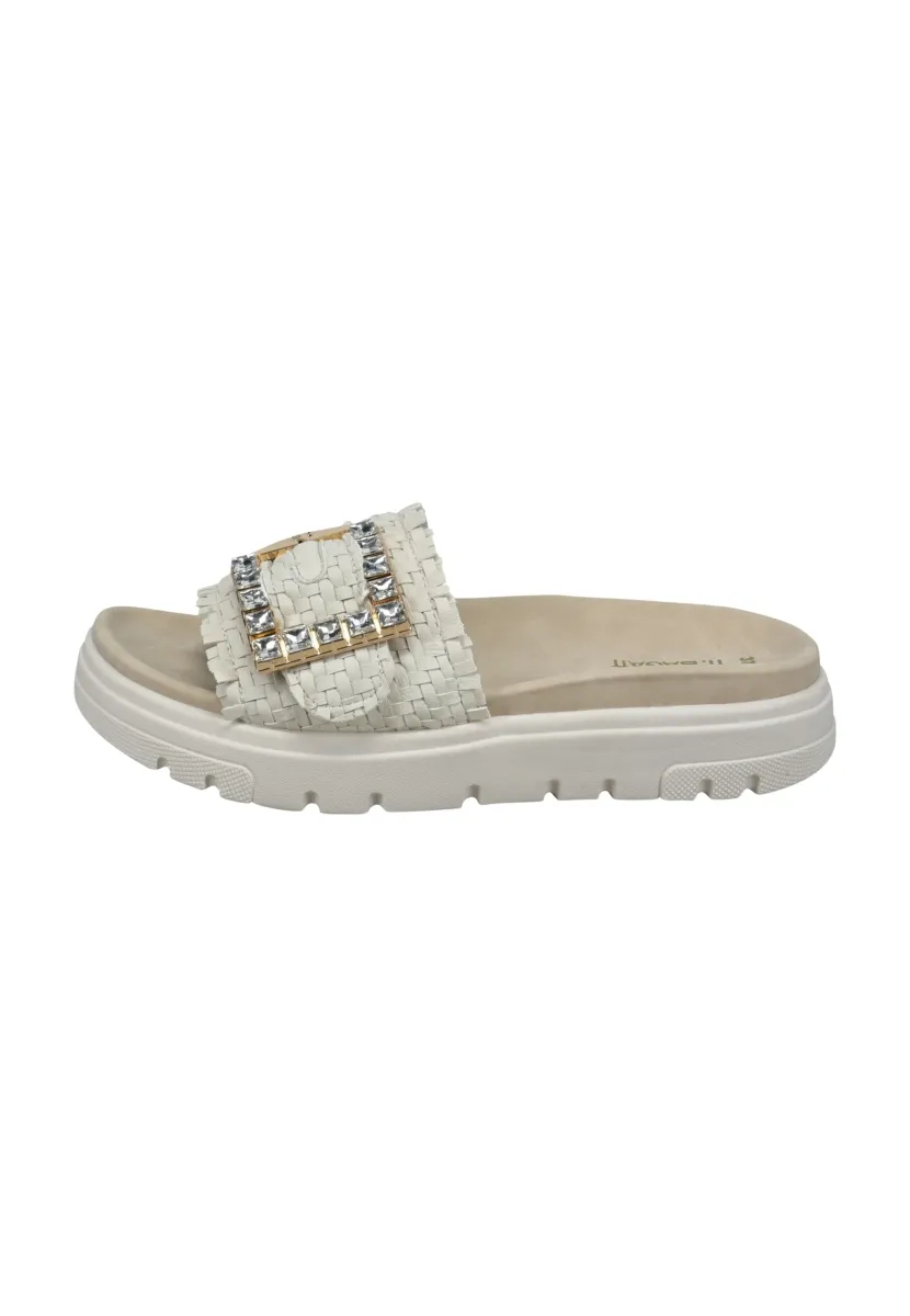 Pantolette flach - beige