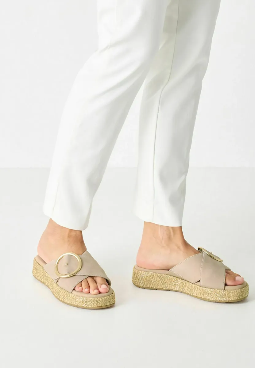 Pantolette flach - beige
