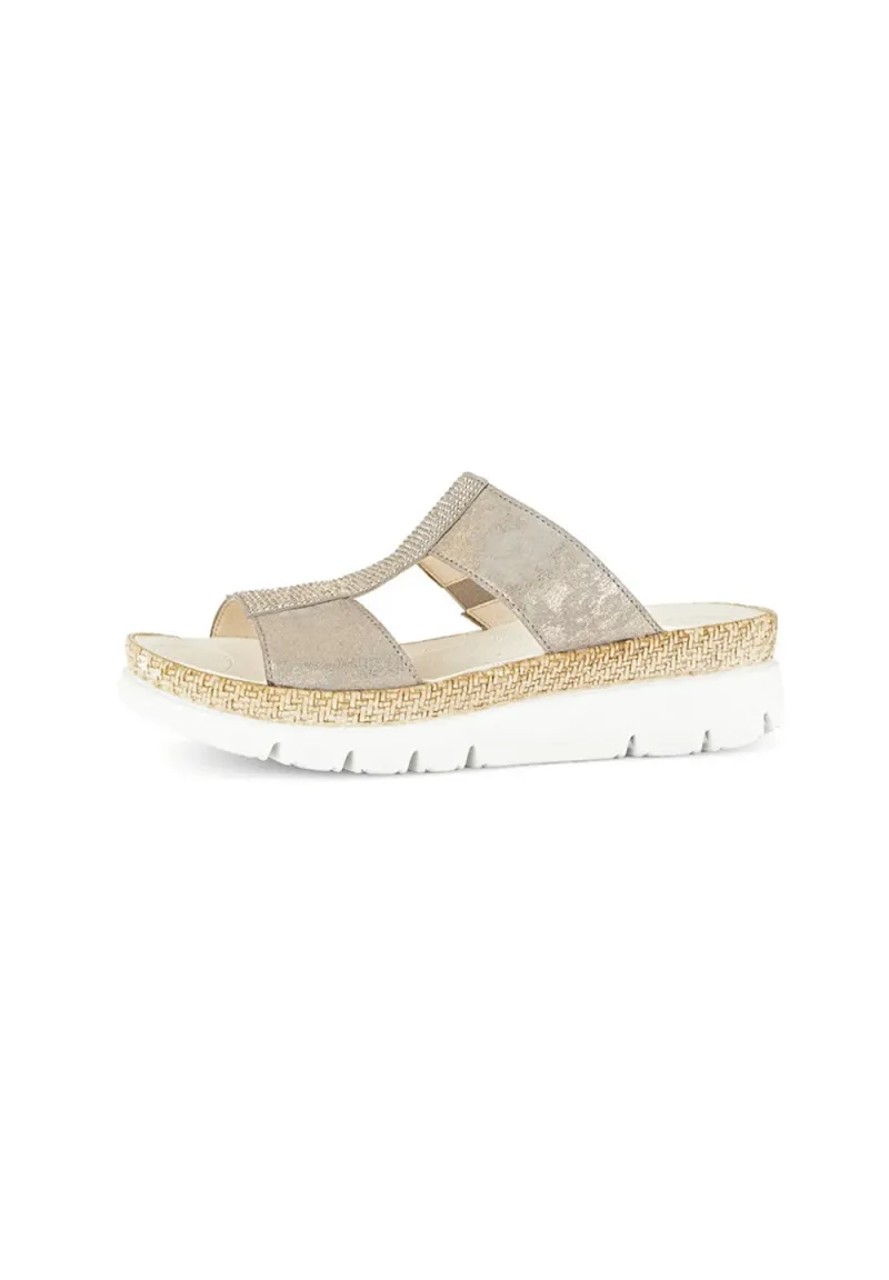 Pantolette flach - beige