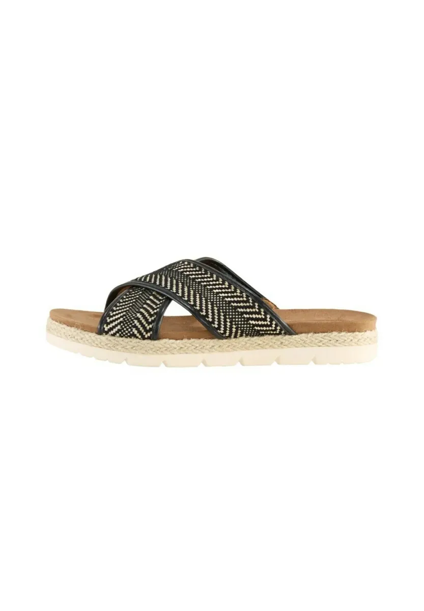 Pantolette flach - black beige