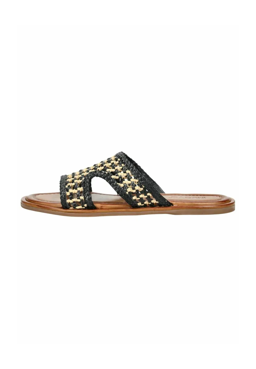 Pantolette flach - black goat bat