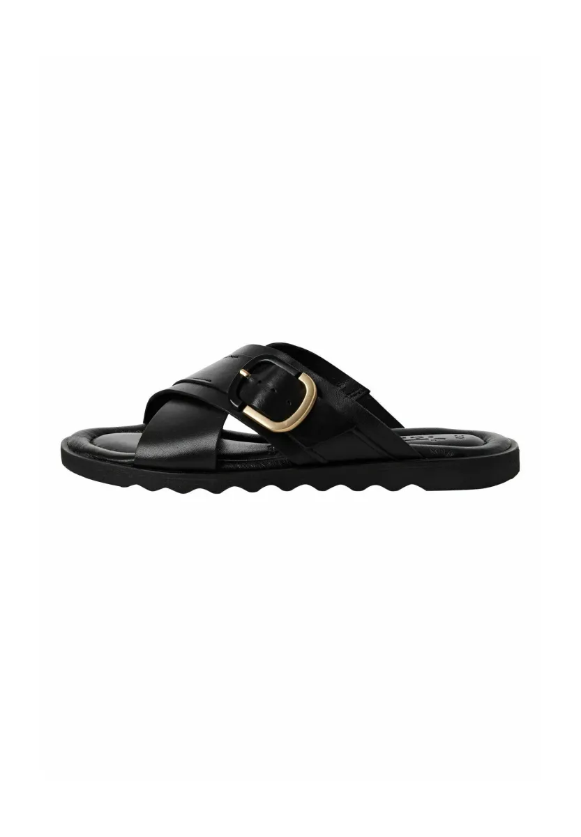 Pantolette flach - black leather