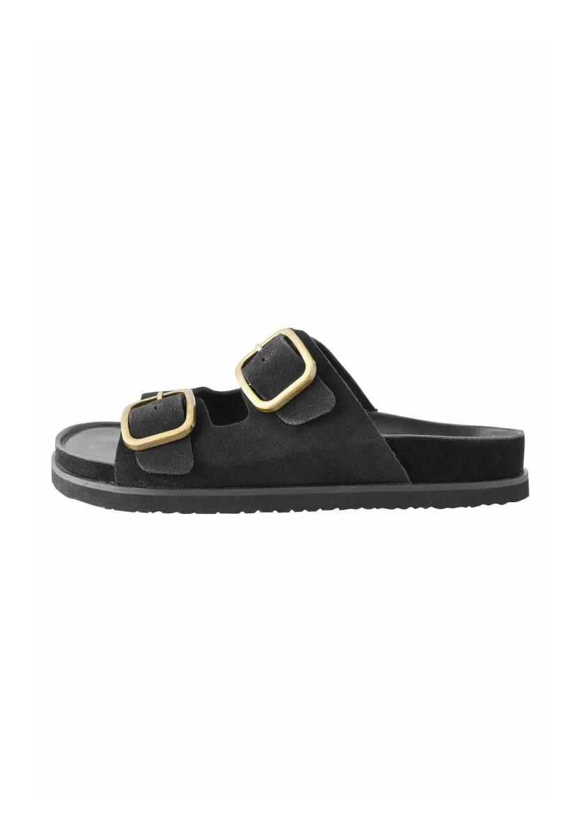 Pantolette flach - black suede
