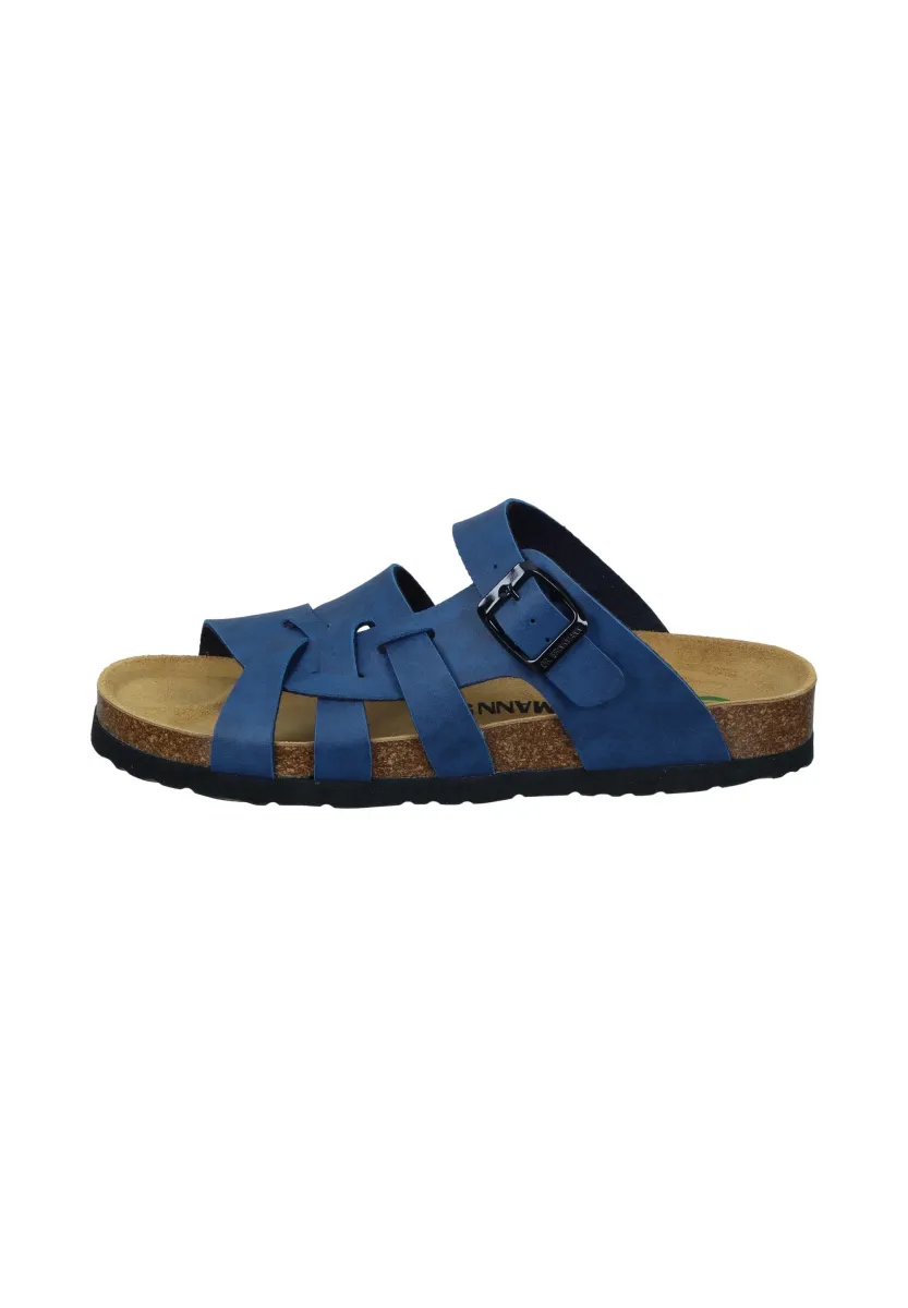 Pantolette flach - blau