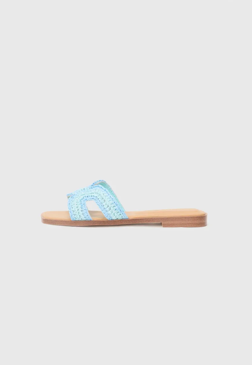 Pantolette flach - blue combo