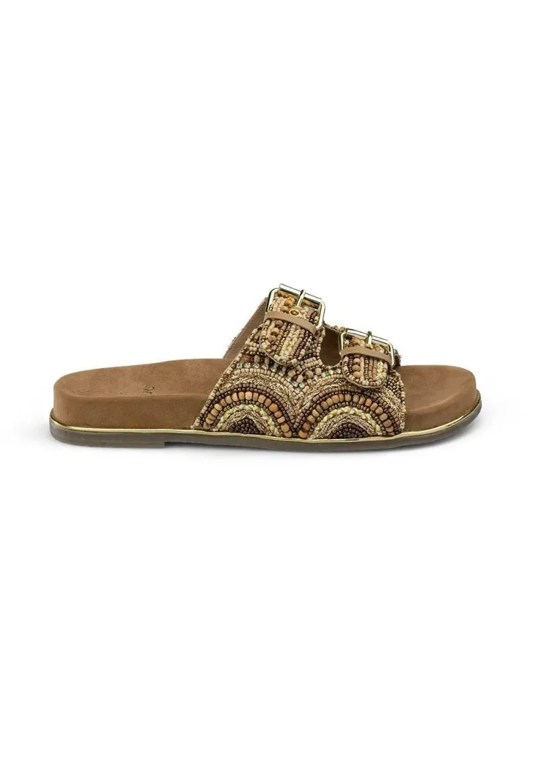 Pantolette flach - camel