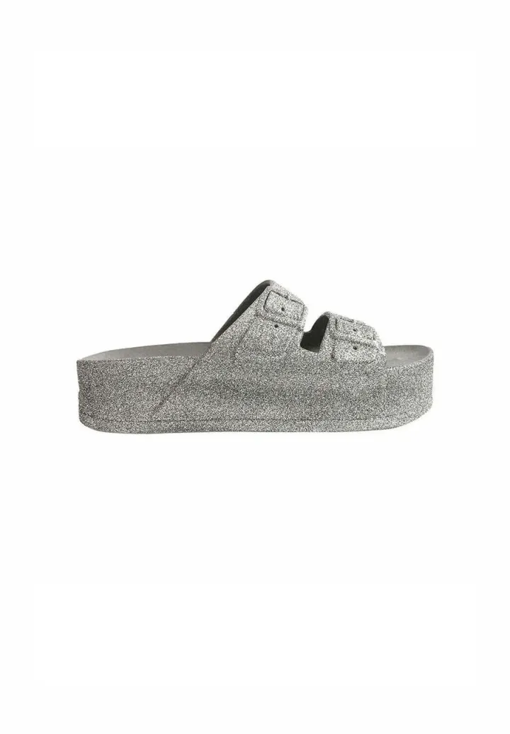 Pantolette flach - cool grey