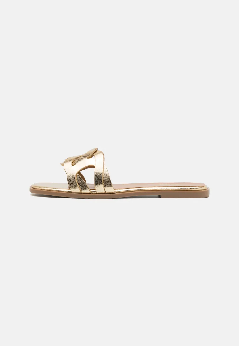 Pantolette flach - gold