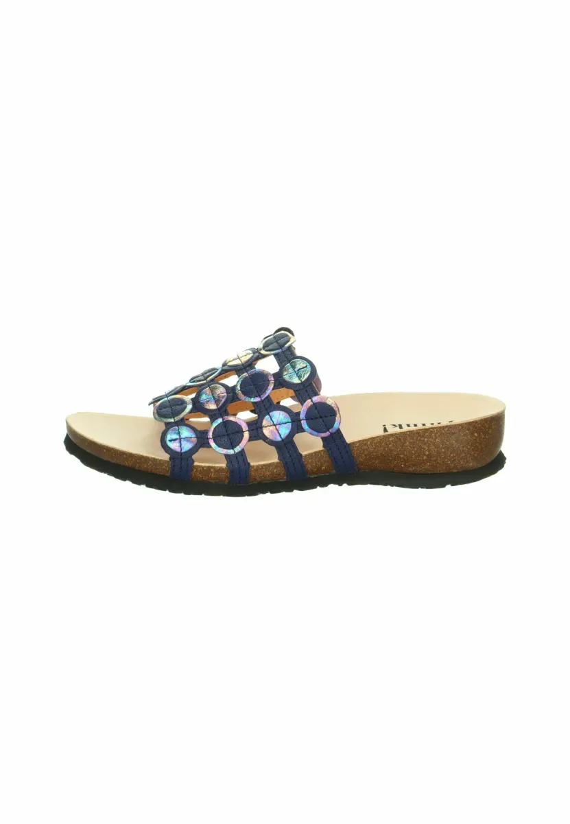 Pantolette flach - indigo kombi