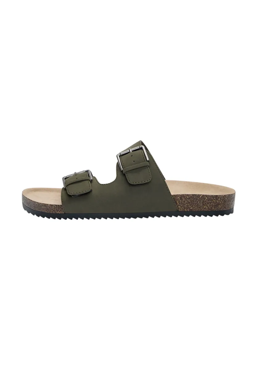 Pantolette flach - khaki