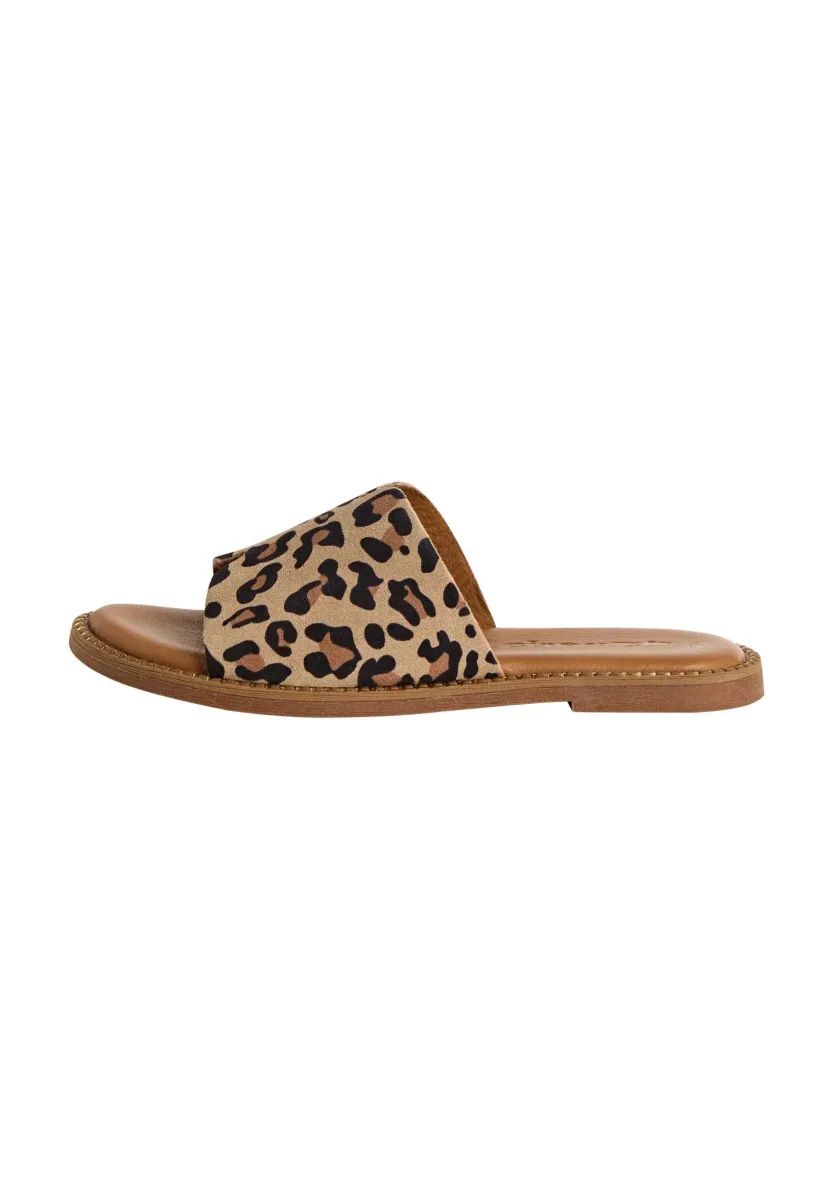 Pantolette flach - leopard