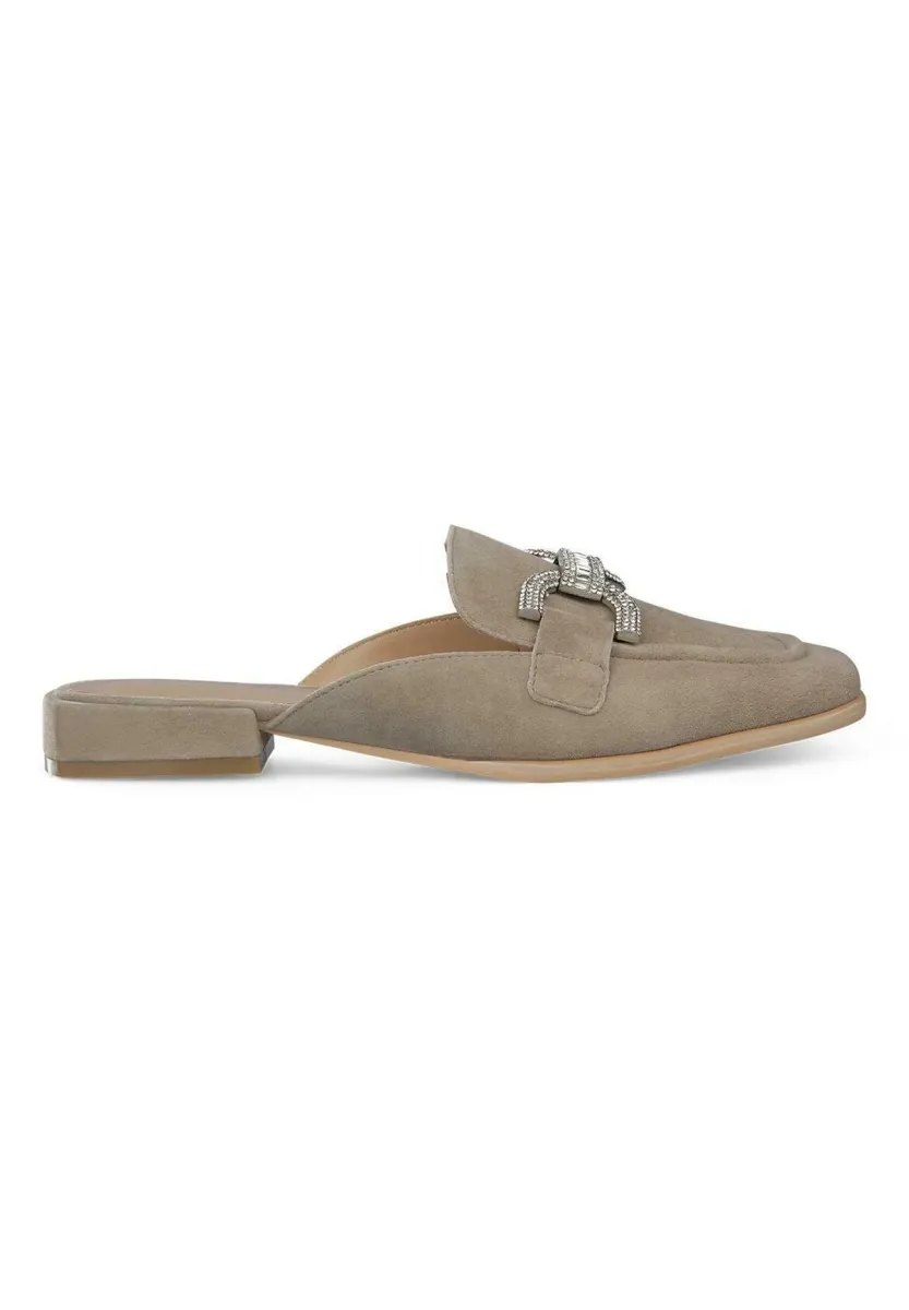 Pantolette flach - marrón topo