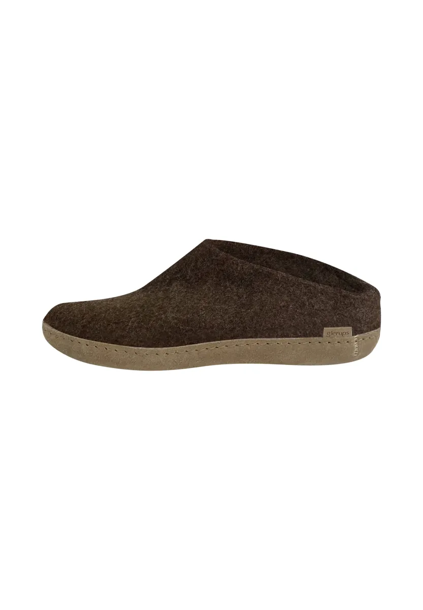 Pantolette flach - nature brown