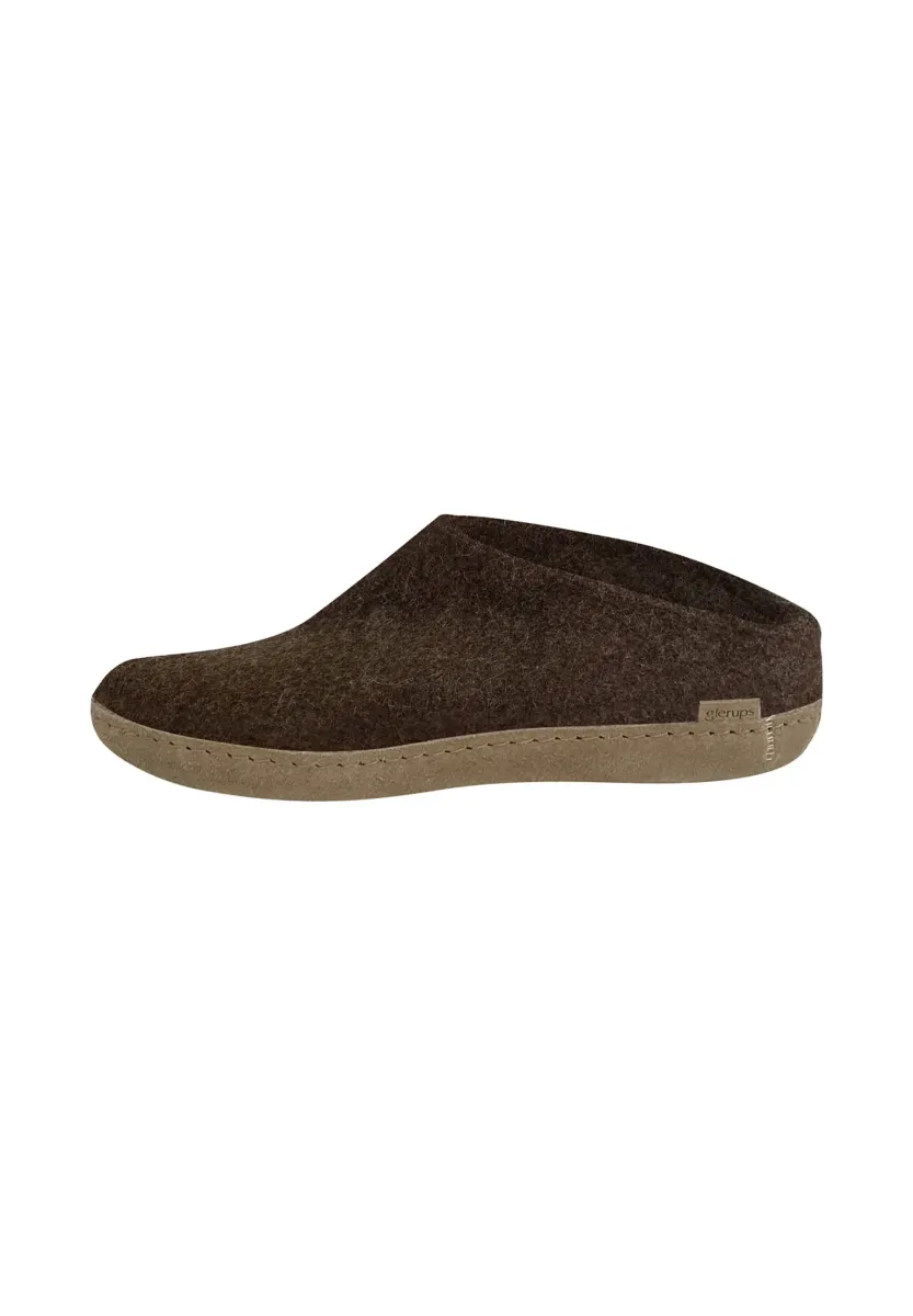 Pantolette flach - nature brown