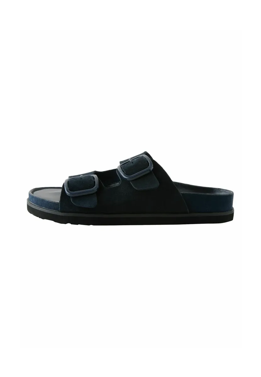 Pantolette flach - navy suede