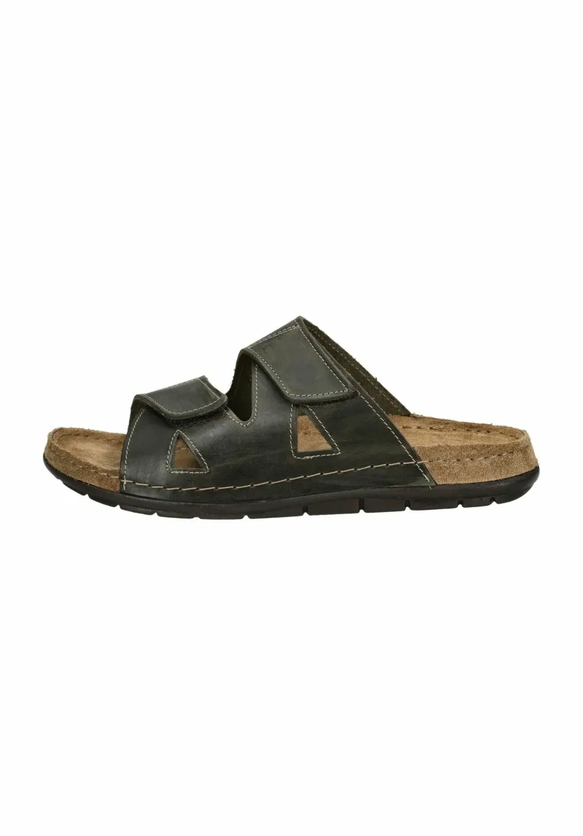 Pantolette flach - olive