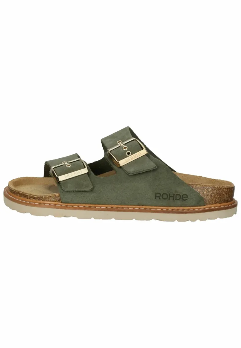 Pantolette flach - olive