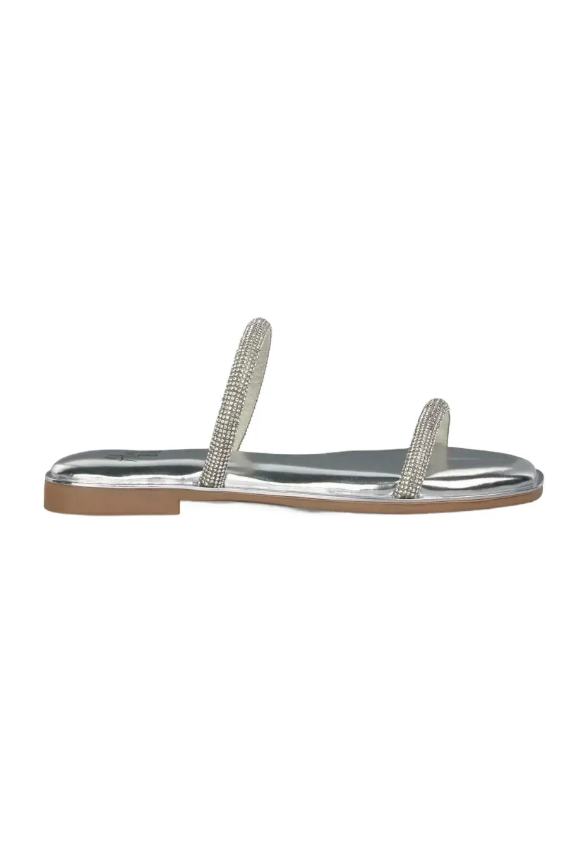 Pantolette flach - plateado