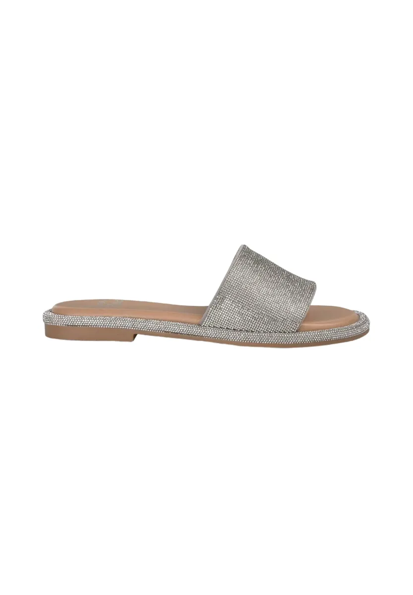 Pantolette flach - plateado