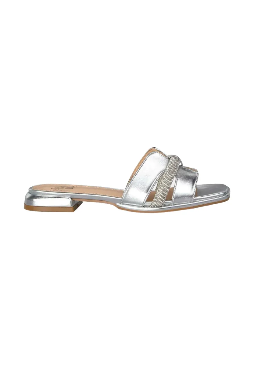 Pantolette flach - plateado