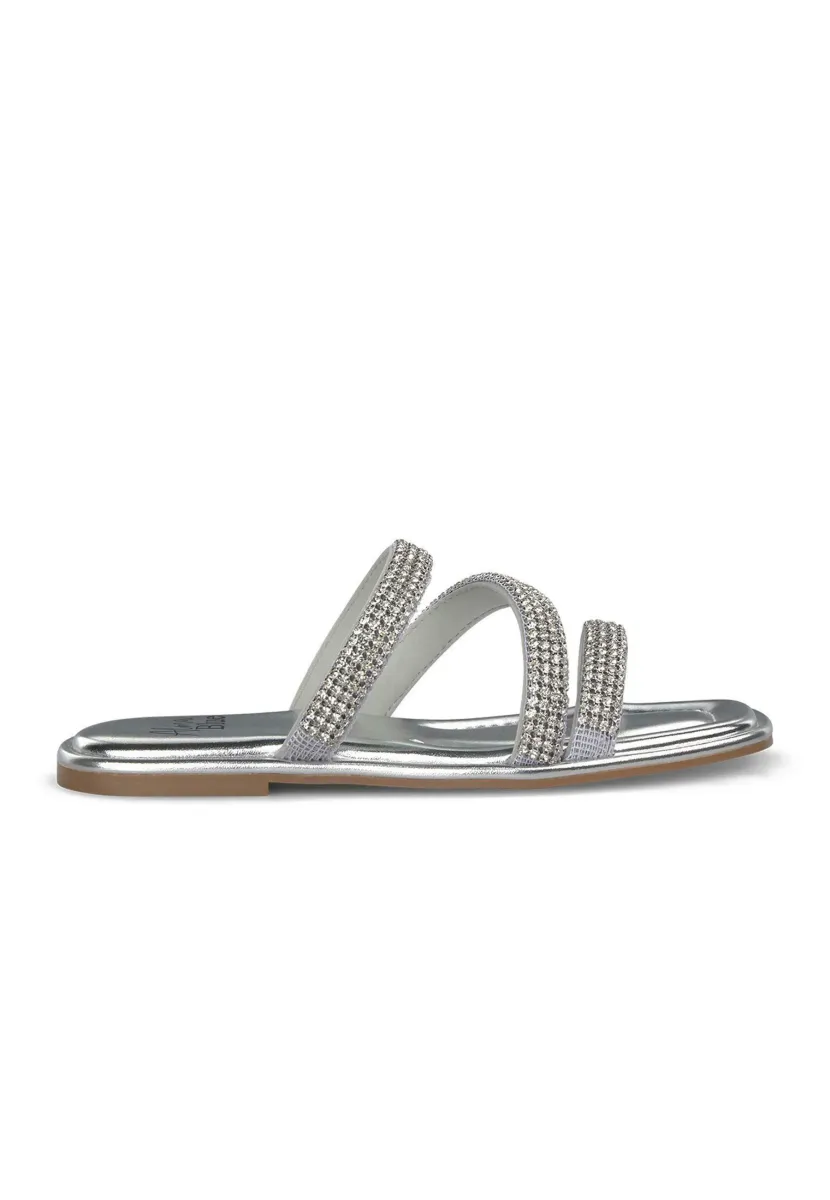 Pantolette flach - plateado