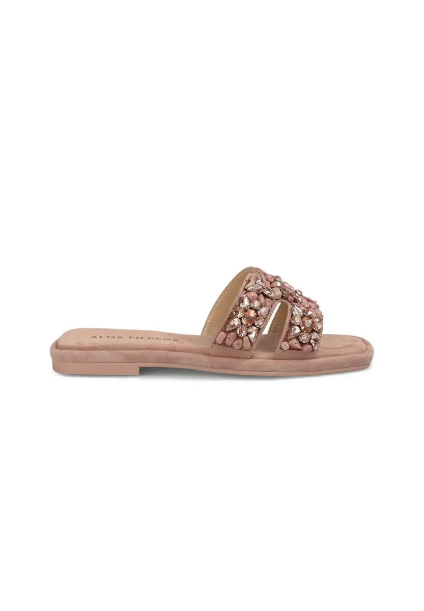 Pantolette flach - rosa jaspeado