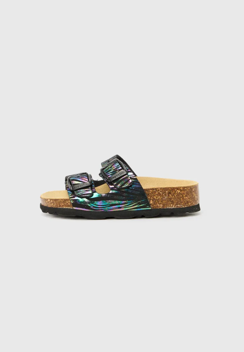 Pantolette flach - schwarz