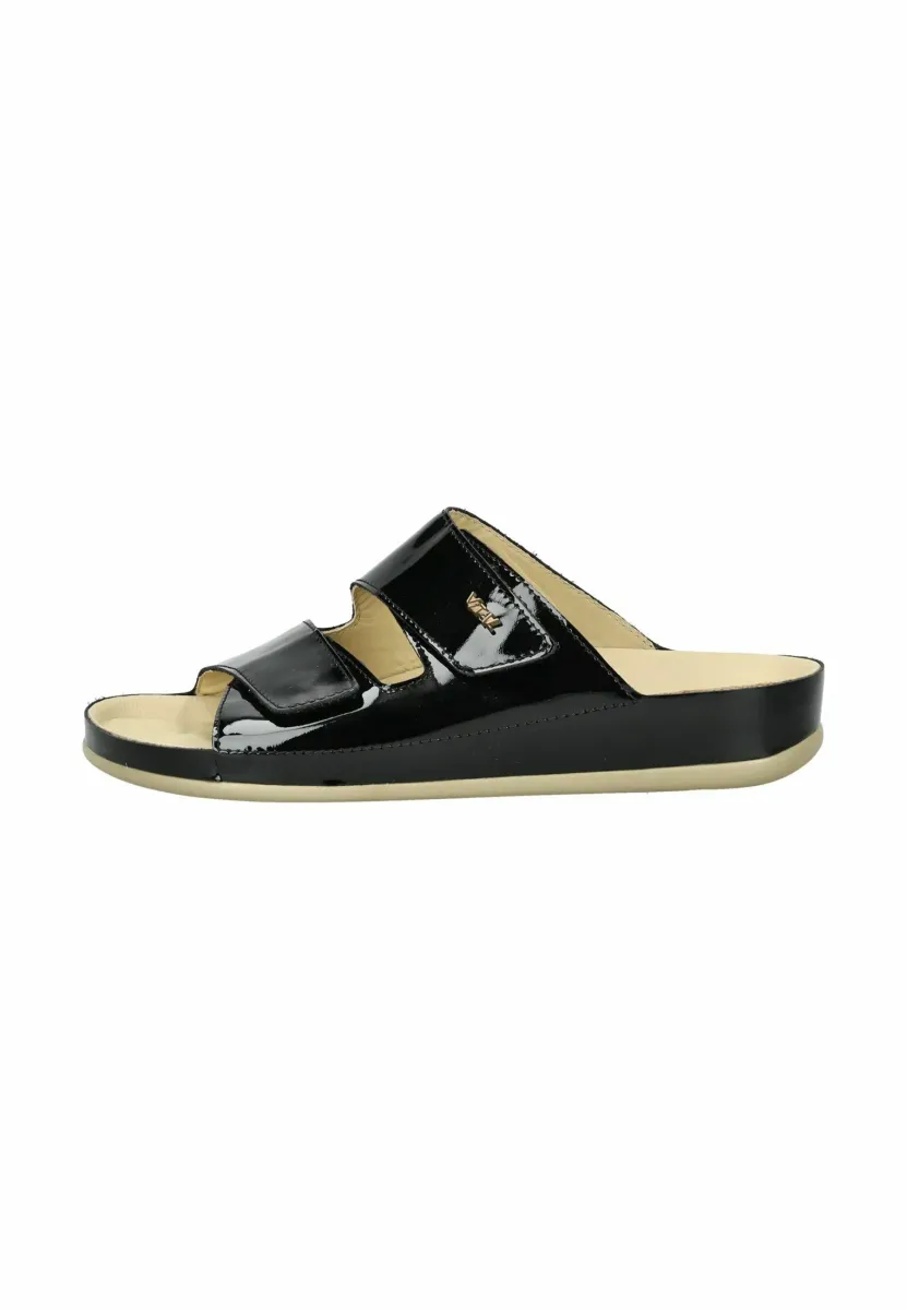 Pantolette flach - schwarz