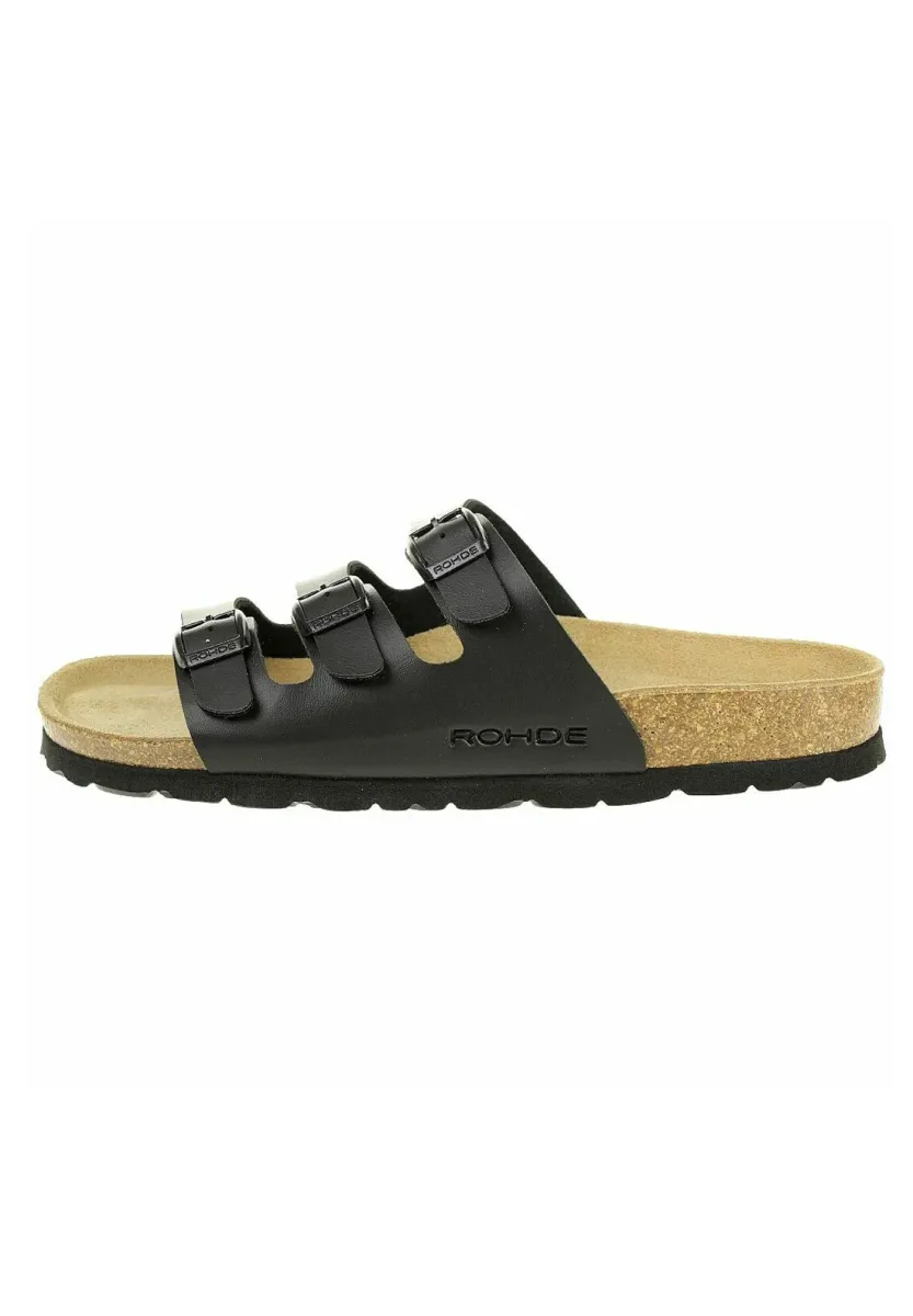 Pantolette flach - schwarz