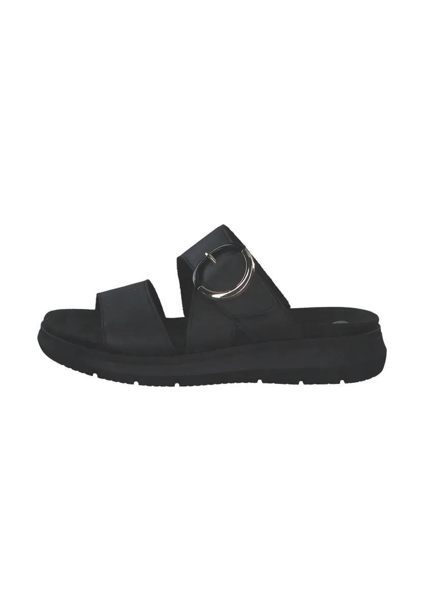Pantolette flach - schwarz