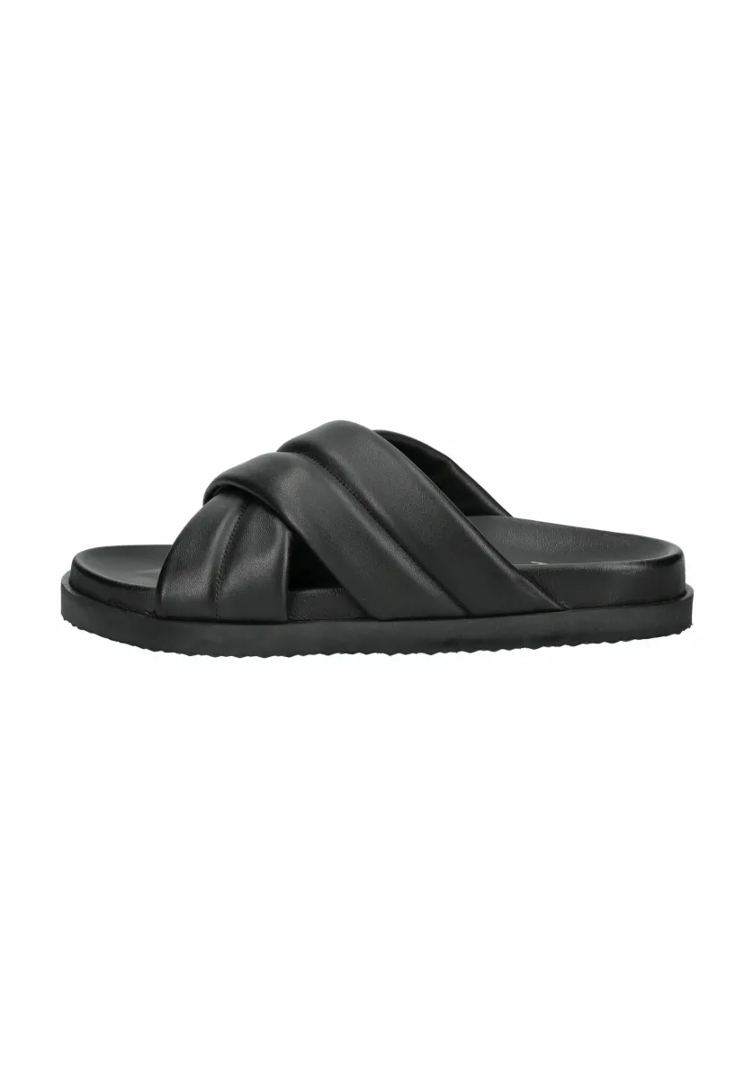 Pantolette flach - schwarz