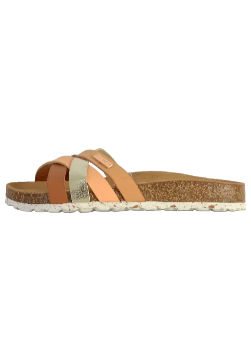 Pantolette flach - tan multi