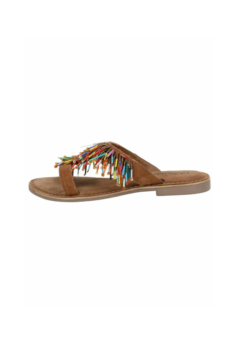 Pantolette flach - tan