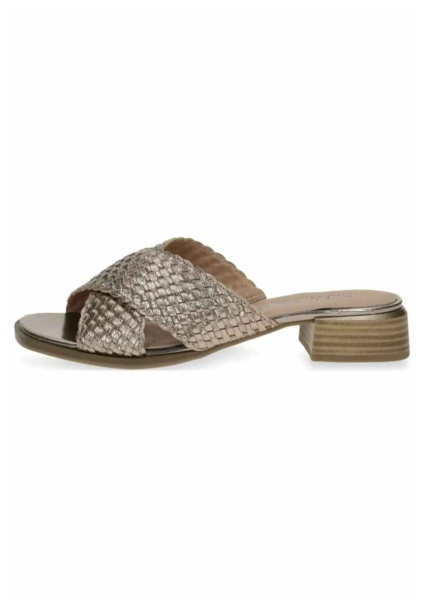 Pantolette flach - taupe metallic