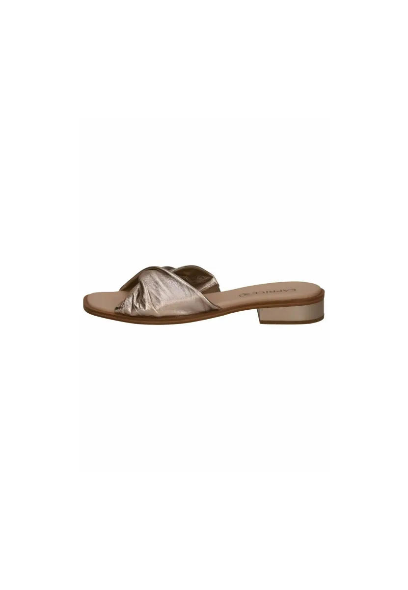 Pantolette flach - taupe metallic