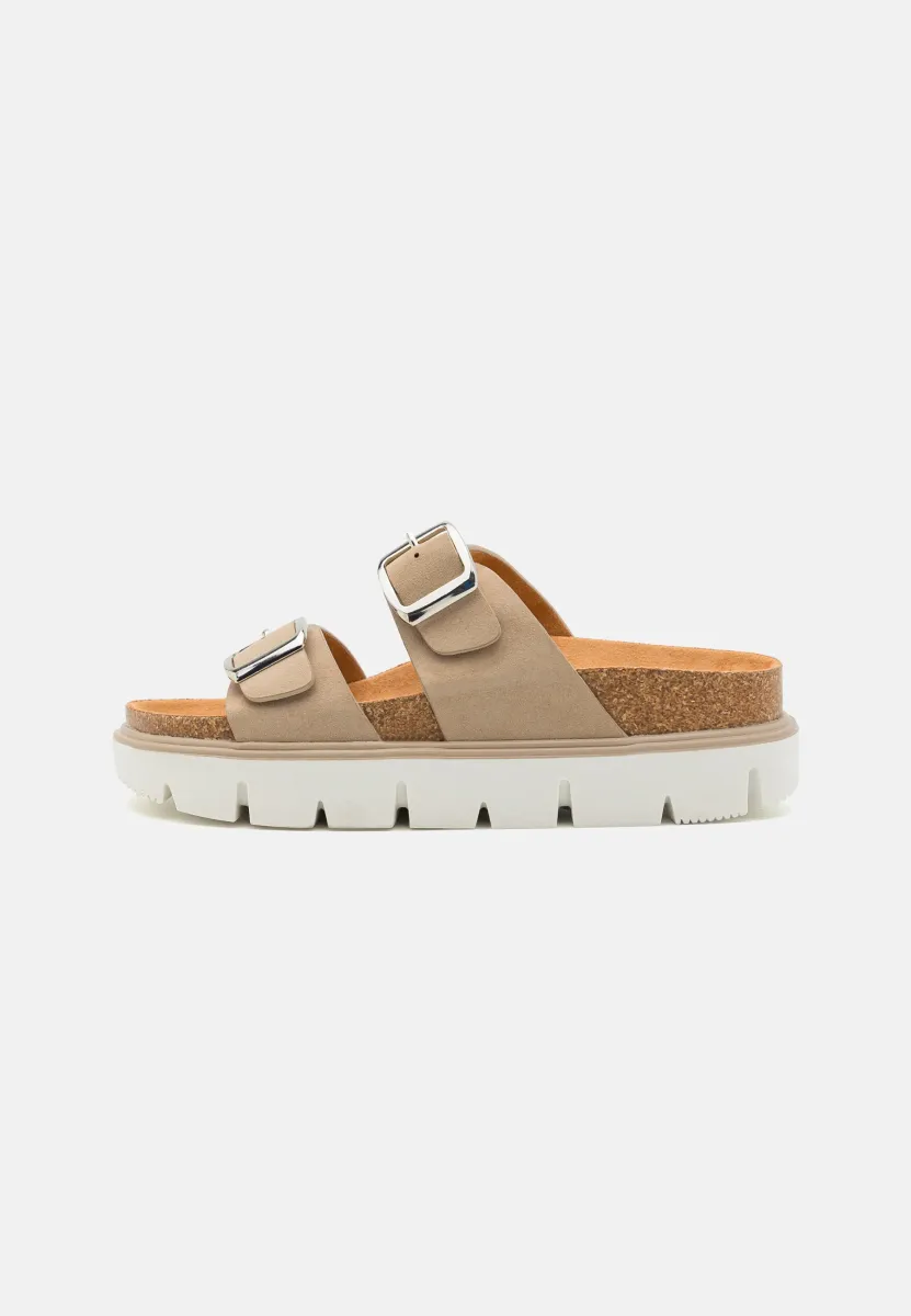 Pantolette flach - taupe