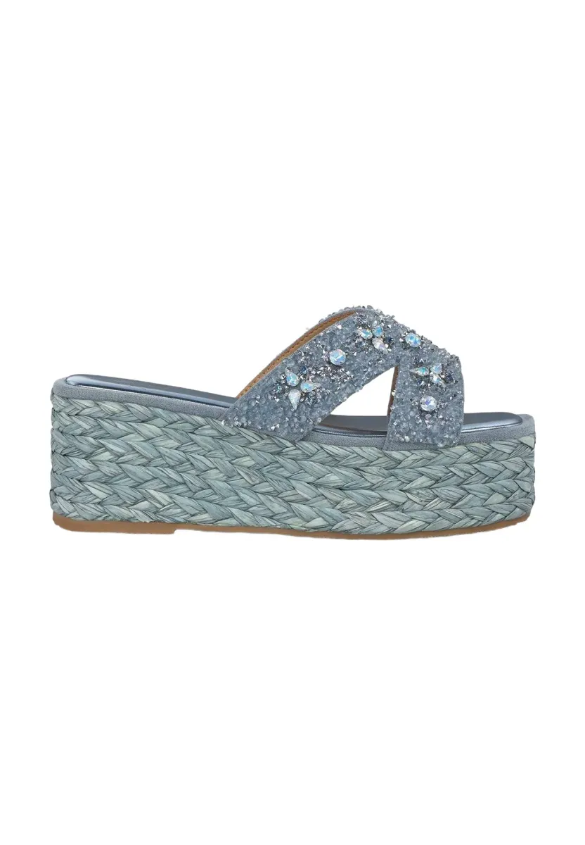 Pantolette hoch - azul